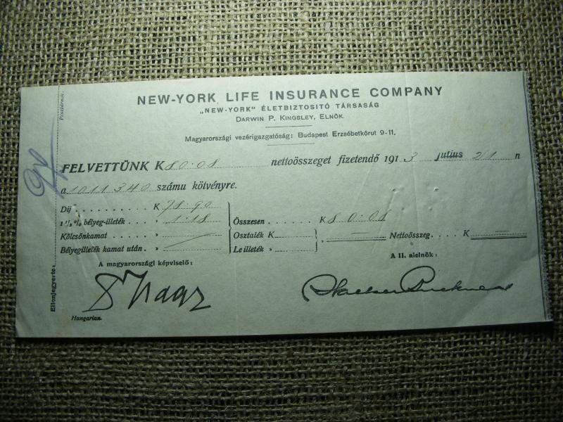 New York Life Insurance Company, 1913, életbiztosító társaság