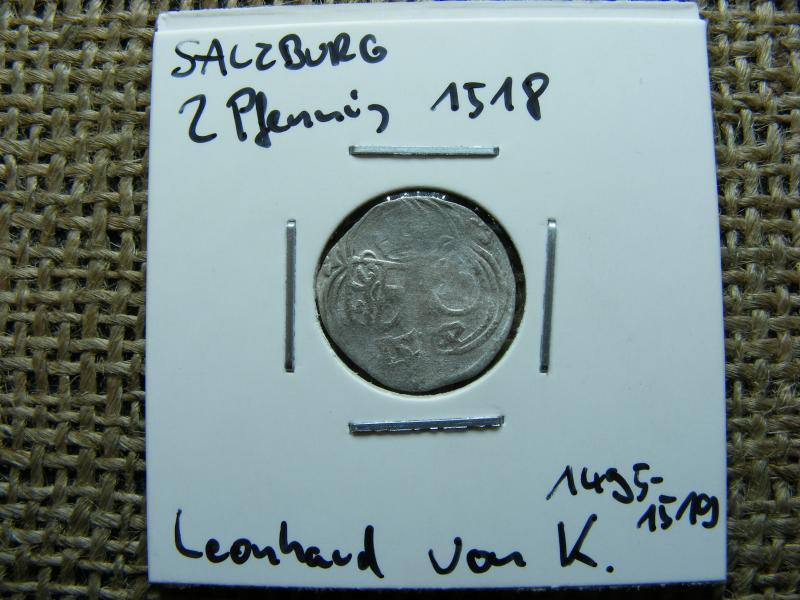 Salzburg, 2 pfennig, 1518, ezüst