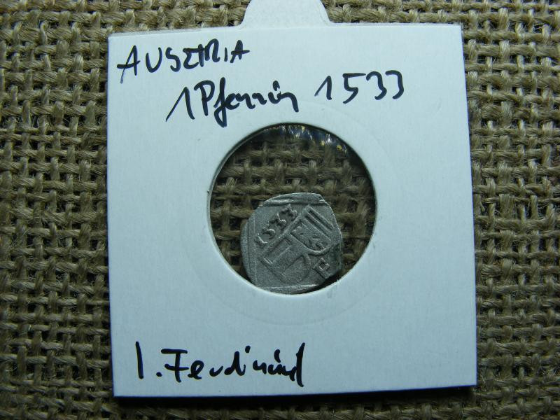Ausztria, 1 pfennig érme, 1533, ezüst