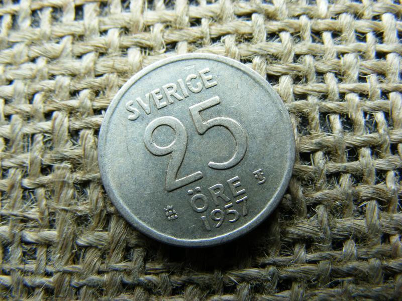 Svéd 25 öre, 1957, ezüst