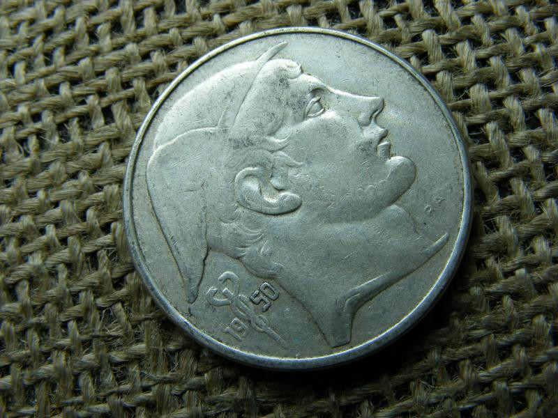 Belga 50 frank, 1950, ezüst