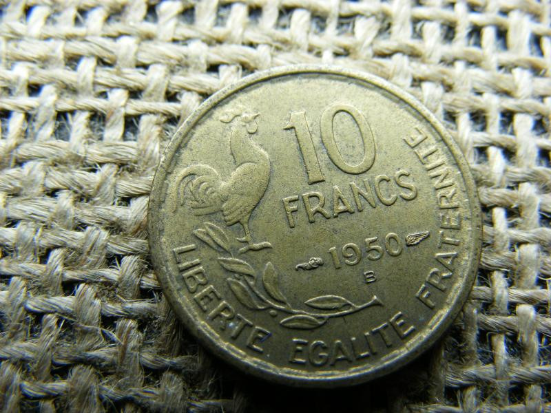 Francia 10 frank, 1950 B, ritkább