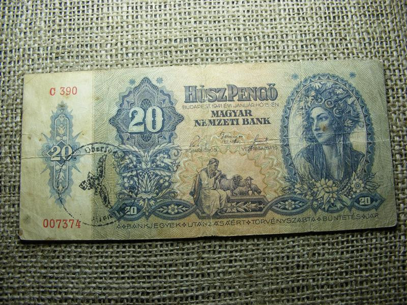 20 pengő, 1941, felülbélyegzett