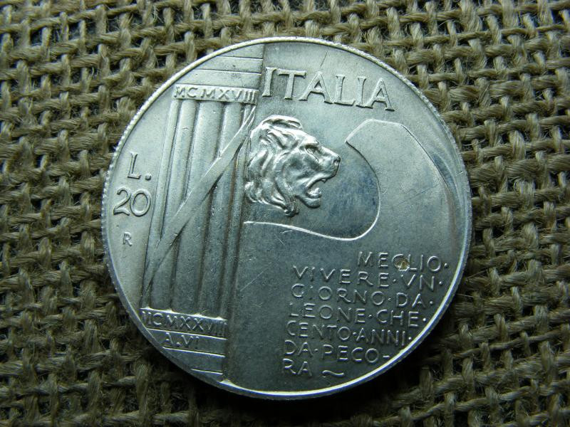 20 Lira, 1928, ezüstözött utánveret