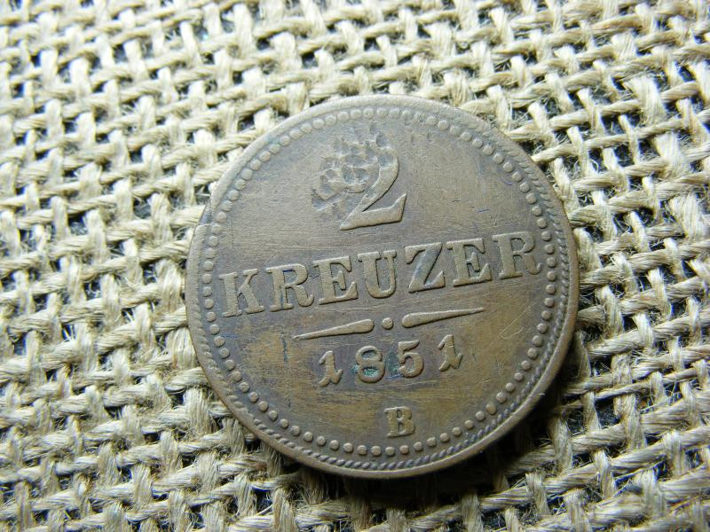 2 krajcár 1851 B, Ferenc József kori érme