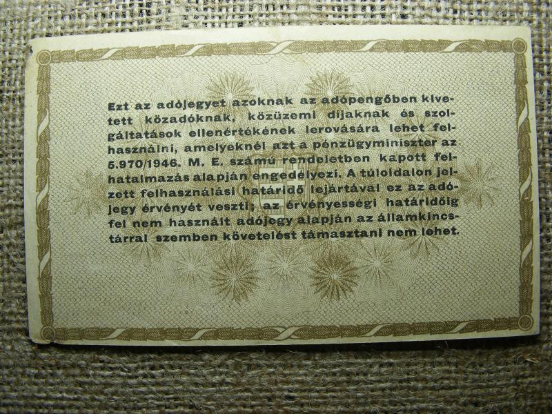 10000 adópengő, 1946, hátlapi szöveg eltolódva