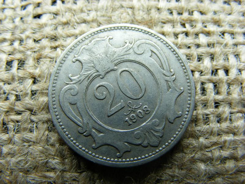 20 heller érme, 1908, Korona