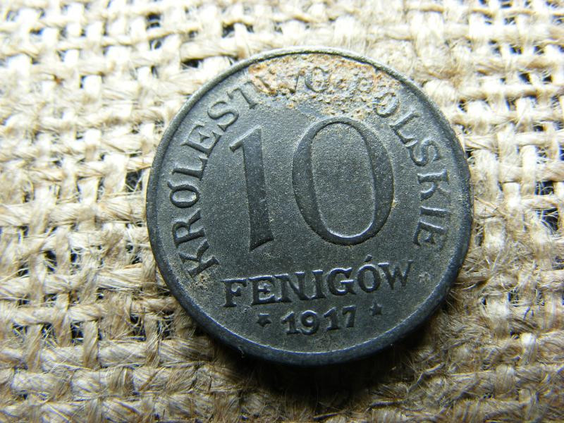 Lengyel-német 10 fenigów-pfennig, 1917, betűk távol