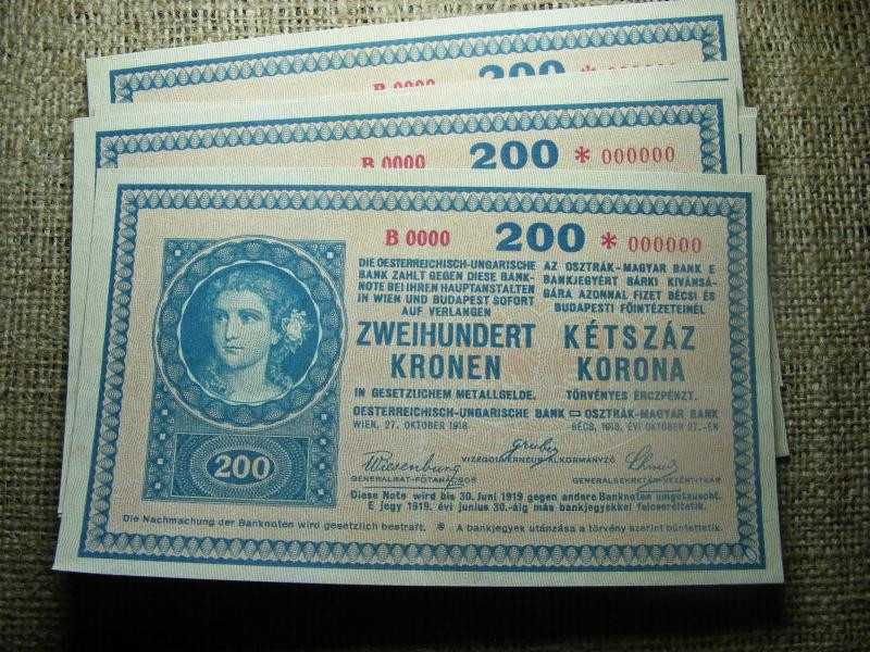 200 korona, 1918, nagyon jó minőségű, nyomdai másolat