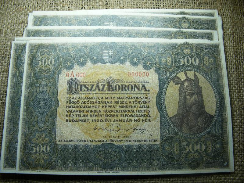 500 korona, 1920, nagyon jó minőségű, nyomdai másolat