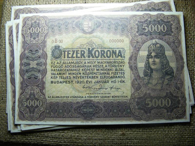 5000 korona bankjegy, 1920, nyomdai másolat