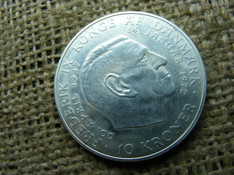 Dánia, 10 korona, 1972, ezüst
