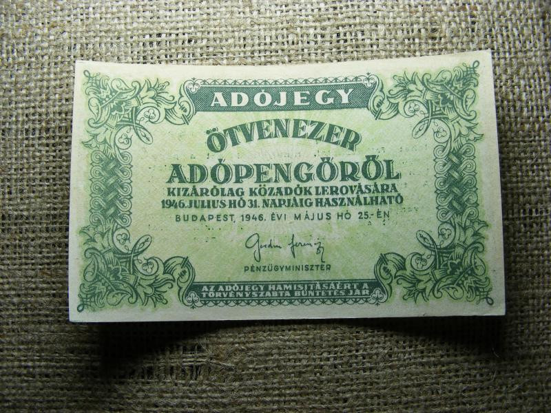 Ötvenezer adópengő, 1946, nyomdahibás