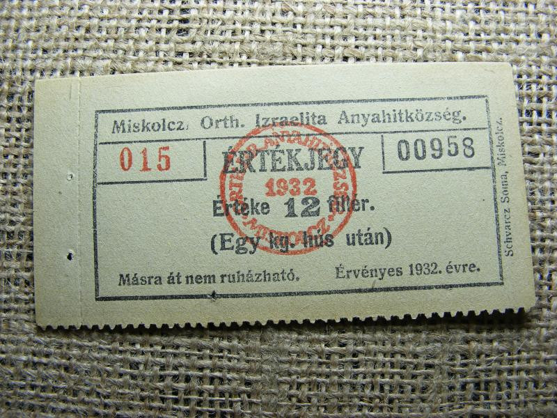 Miskolci Izraelita Hitközség Bárca, 1917