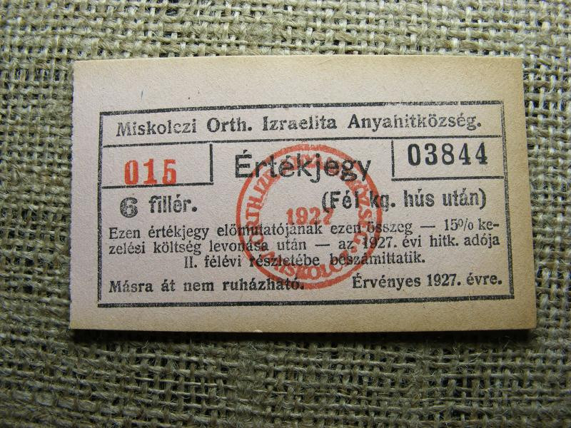 Miskolci Izr. Hitközség Bárca, 1944