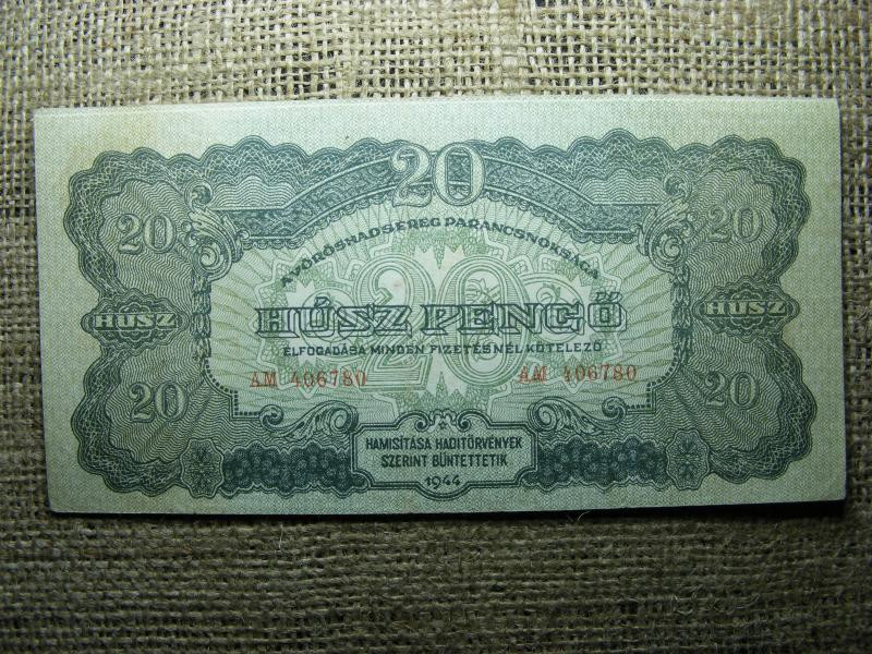 20 pengő, 1944, Vörös Hadsereg, vágáshibás