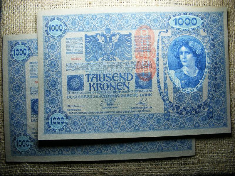 1000 korona, 1902, D.Ö., 2 db sorszámkövető