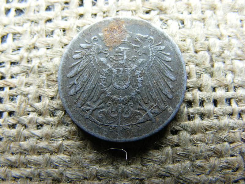 Birodalmi 5 pfennig, 1919, verdehibás, verőtőrepedés