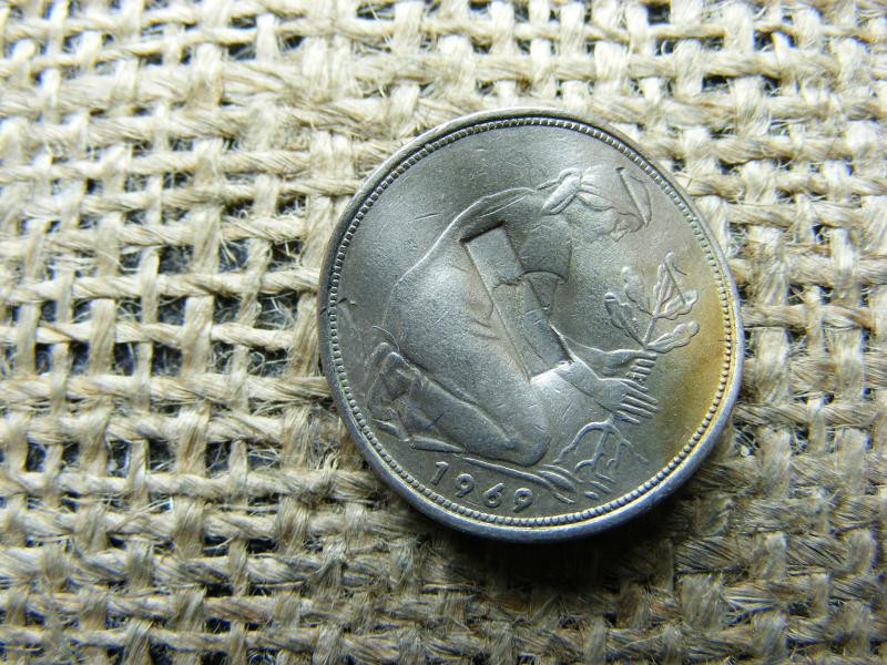 50 Pfennig, 1969, érvénytelenített, bank megsemmisített