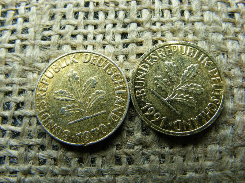 1 Pfennig, 1970-1991, Aranyozott Pár