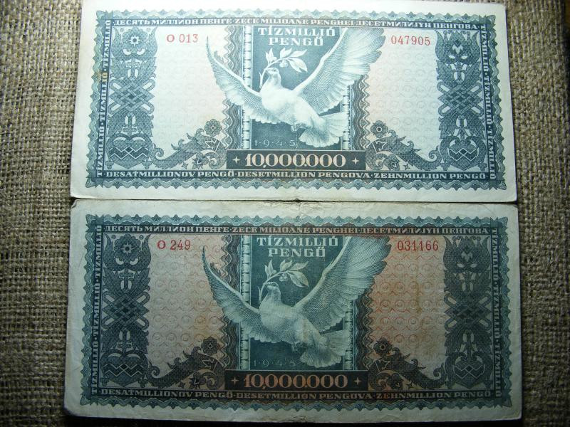 Tízmillió pengő, 1945, 2 db, színváltozat