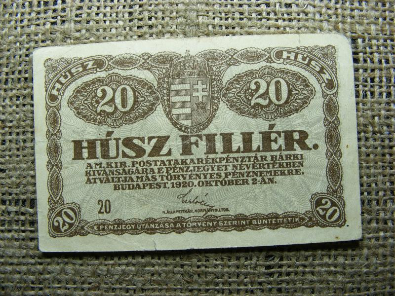 20 fillér bankjegy, 1920, Magyarország