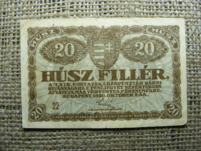 20 fillér bankjegy, 1920, 22-es sorozat