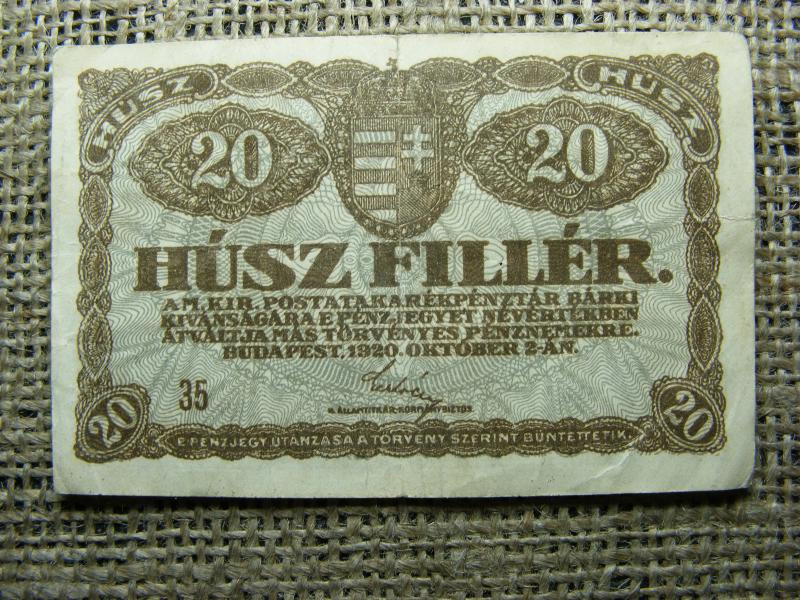 20 fillér bankjegy, 1920, 35