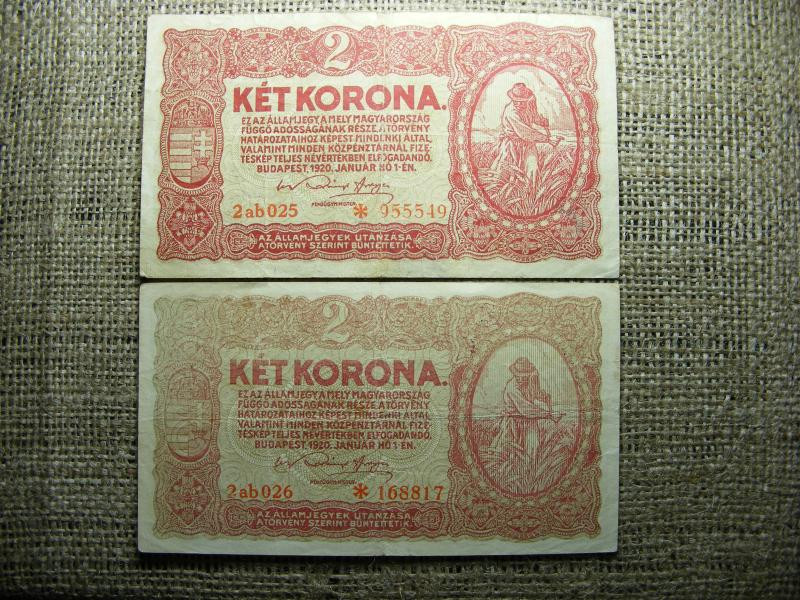 2 korona, 1920, 2 színváltozat