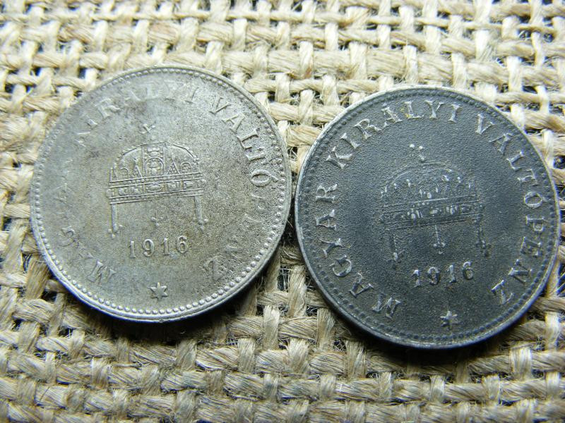 20 fillér 1916, sima és sherardírozott