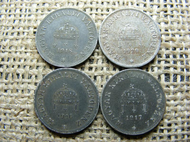 20 fillér, 1916-1920, korona kori fémpénz