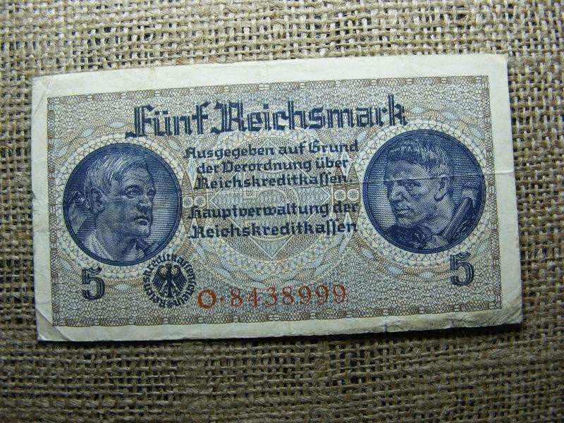 Birodalmi 5 márka bankjegy, 1939-1944, horogkeresztes