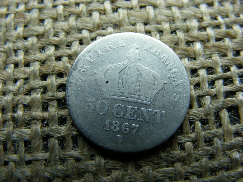Francia 50 centimes, 1867, ezüst