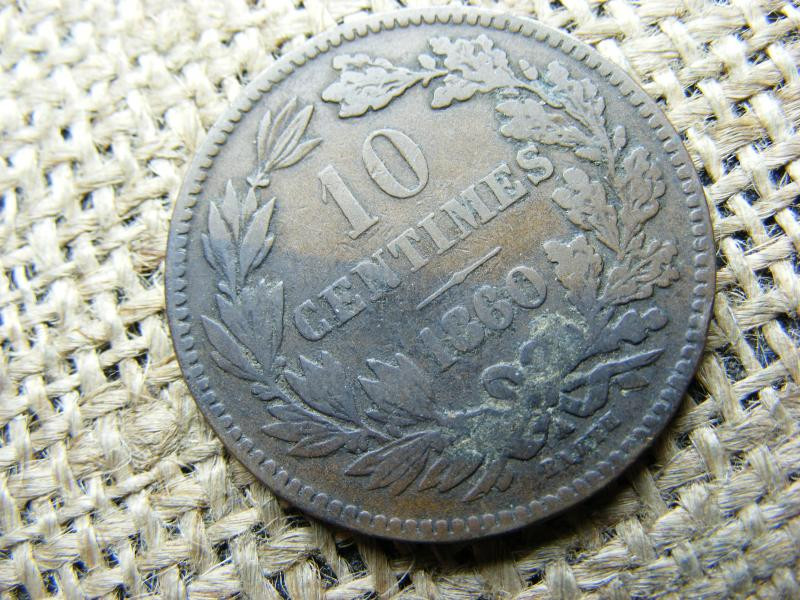 Luxemburg 10 centimes, 1860