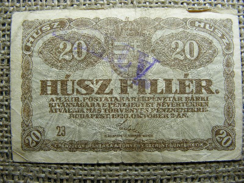 20 fillér, 1920, felülbélyegzett