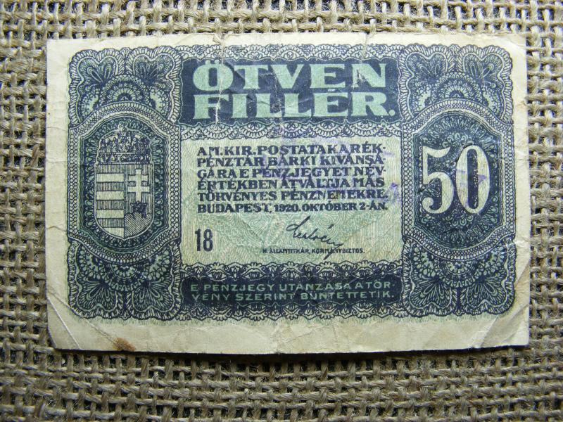 50 fillér, 1920, felülbélyegzett