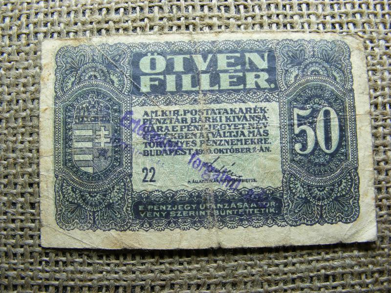 50 fillér, 1920, felülbélyegzett