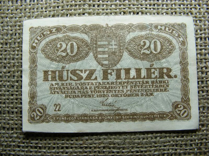 20 filléres bankjegy, 1920, 22-es sorozat