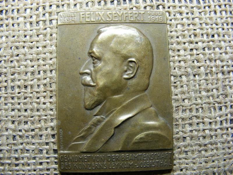 Felix Seyfert Anton Rudolf Weinberger plakett, 1894-1919