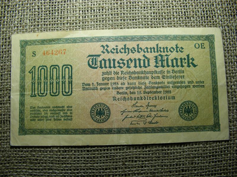 1000 márka bankjegy, 1922, Németország