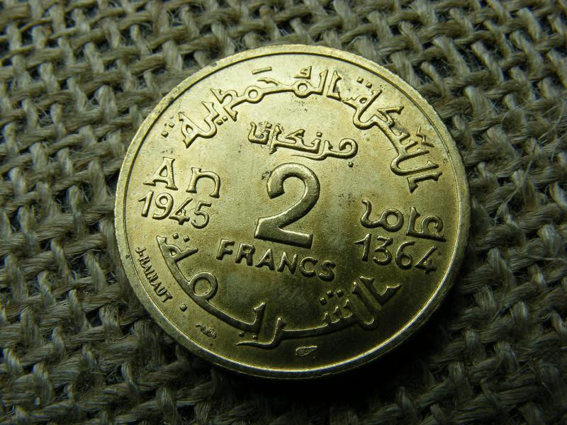 Marokkó 2 frank, 1945, fémpénz
