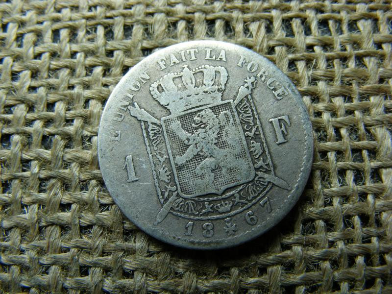 Ezüst Belgium 1 frank, 1867