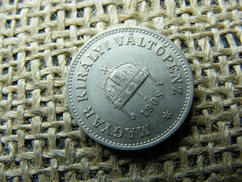 10 fillér érme, 1908, Korona
