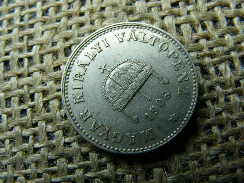 20 fillér, 1908, korona pénzérme