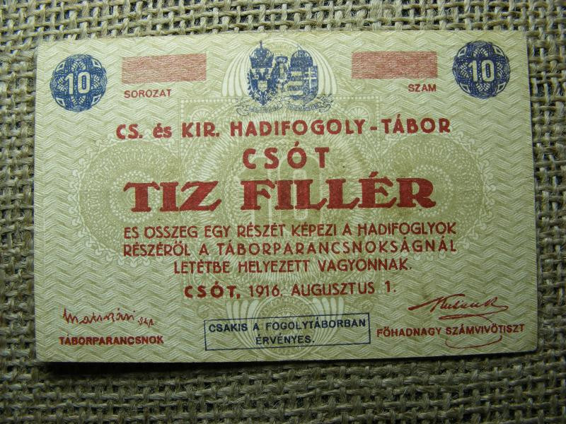 Csót 10 fillér bankjegy, 1916, Adamo HHC-1.1