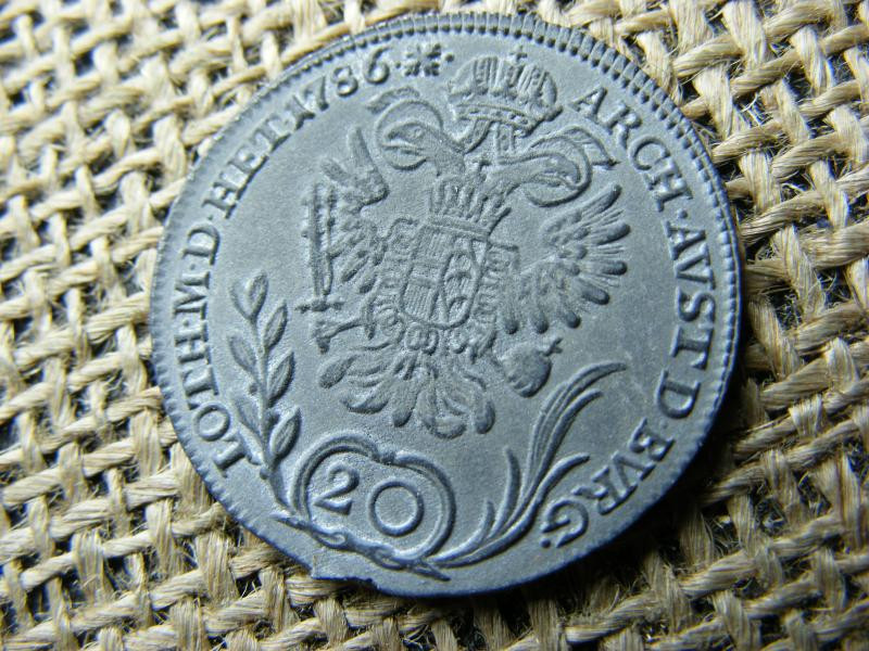 20 krajcár 1786 B, ón, hamisítás gyanúja