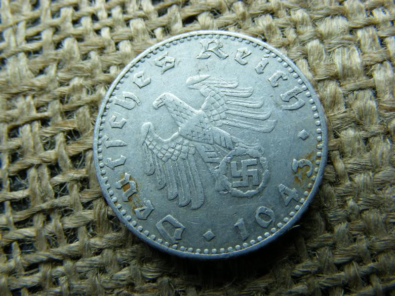 Birodalmi 50 pfennig, 1943, horogkeresztes