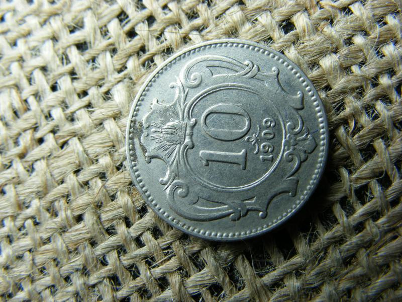 10 heller, 1909, korona pénzérme