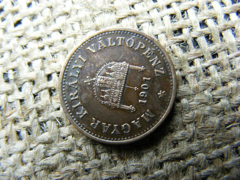 1 fillér érme, 1901, korona