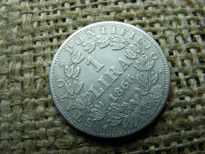 Vatikán 1 Lira, 1866, ezüst, javított